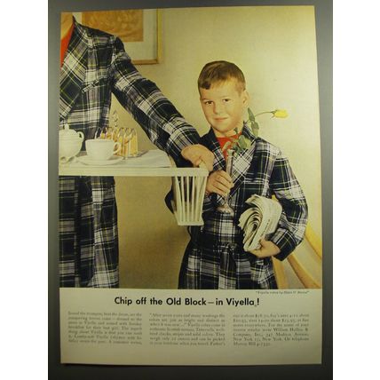 1952 Viyella Robes by State O' Maine Ad - Chip off the old block - in Viyella