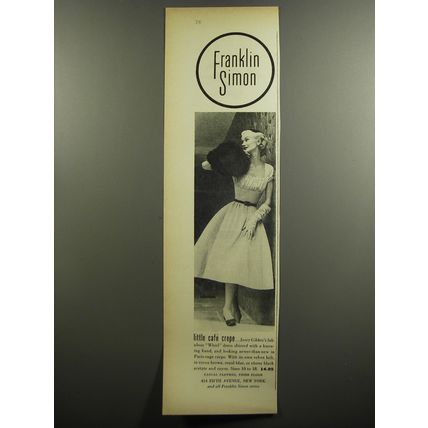 1952 Franklin Simon Jerry Gilden's Whirl Dress Ad - Little caf crepe