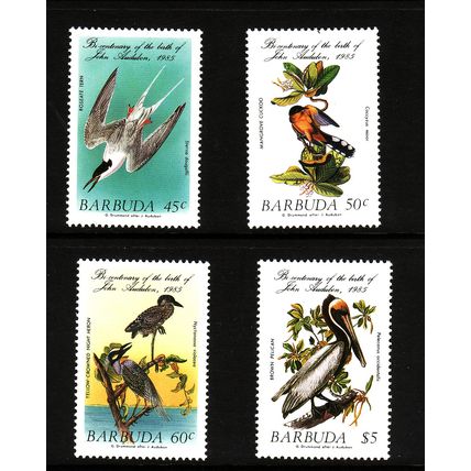 BARBUDA 1985 BIRDS SET 4 VALS U/M MINT#3