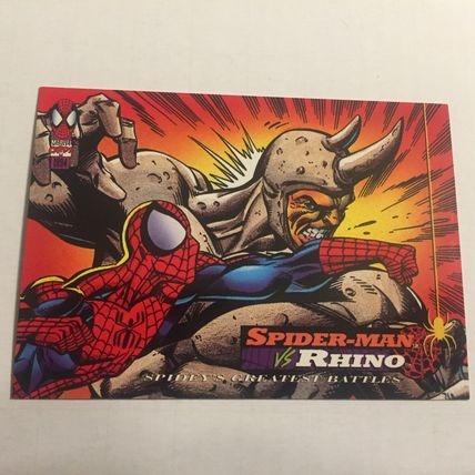 1994 Marvel Spidey's Greatest Battles Spider-Man vs Rhino Trading Card