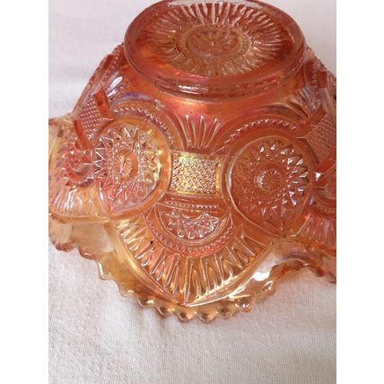 Small Iridescent Marigold Carnival Glass Bowl