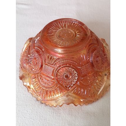 Small Iridescent Marigold Carnival Glass Bowl