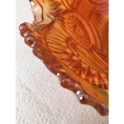 Small Iridescent Marigold Carnival Glass Bowl