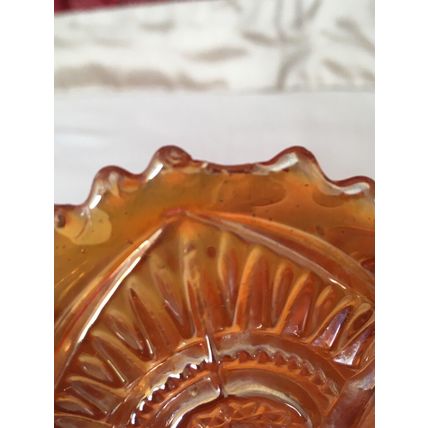 Small Iridescent Marigold Carnival Glass Bowl