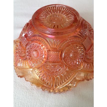 Small Iridescent Marigold Carnival Glass Bowl