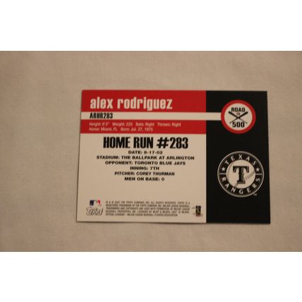 Alex Rodriguez 2007 Topps ROAD TO 500 ARHR283 Home Run #283
