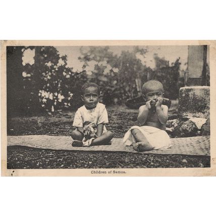Children Of Samoa African Ethnic Antique Rare Postcard