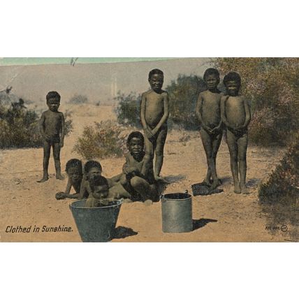 Clothed In Sunshine Antique South African Children Postcard