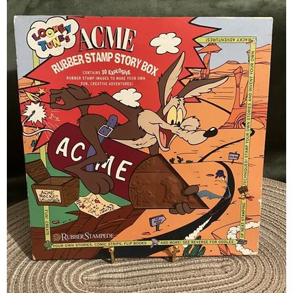 Rare New Vintage 1994 Rubber Stampede ACME Roadrunner WB Story Book Stamp Set