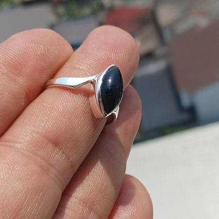Minimalist Black Onyx silver Ring, Sterling Silver Ring, Gift, black Onyx Gem
