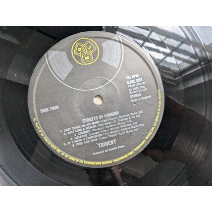 TRIDENT Streets of London LP vinyl record 1975 UK ROCK Elton John Bob Dylan DJM