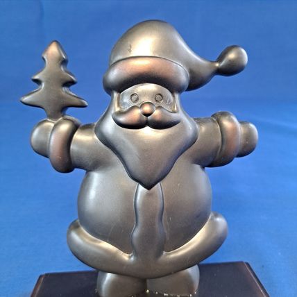 Brown Metal SANTA Christmas STOCKING HANGER Mantel Sitter Holder