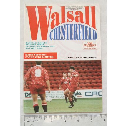 1993 programme Walsall v. Chesterfield