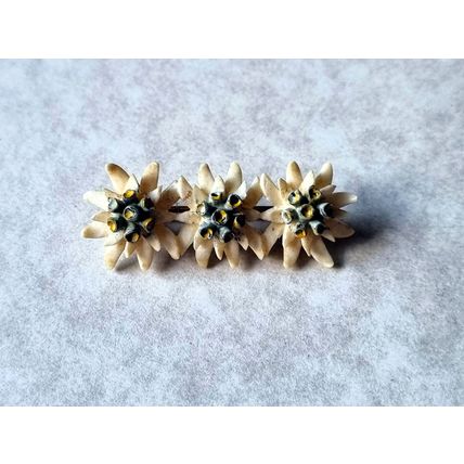 Vintage Austrian Carved Edelweiss Brooch | 1920s Celluloid Flower Pin