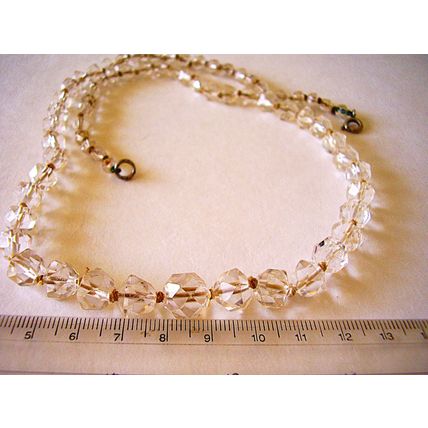Vintage Necklace Czech Dome Bead Faceted Crystal Lead Glass Bohemian 1930's