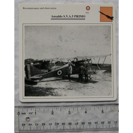 Ansaldo S.V.A.5 Primo - Italy - Recon & Observation - Collectors Club Card