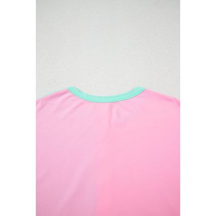 Mint Green Two Tone Half Buttons Collared T Shirt