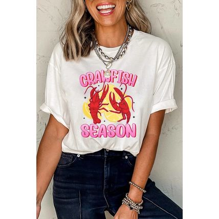 White CRAWFISH SEASON Lemon Spice Graphic Tee