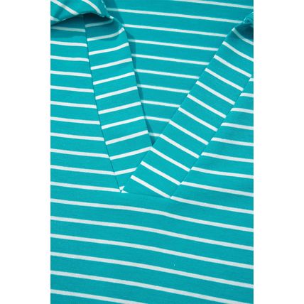 Sky Blue Stripe V Neck Tee and Casual Short Set