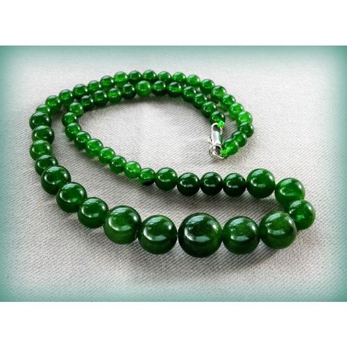 Dark Green Natural Jade 14 to 6 mm Beads Cascade Necklace Jewellery 2400