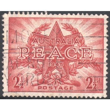 Australia stamps 1946 - SG213 - 2½d red - Victory (peace) - used