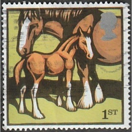 2005 Farm Animals. 1st Value Clydsdale Mare and Foal. Very Fine Used