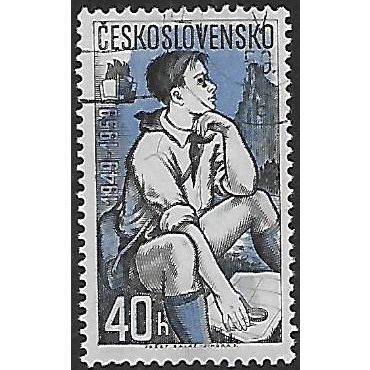 Mi 1128: 40 h. blue-violet/yellow Tenth Anniversary of the Young Pioneers.