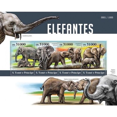 SAO TOME PRINCIPE 2015 SHEET MNH ELEPHANTS ELEFANTEN ELEFANTI WILDLIFE 4