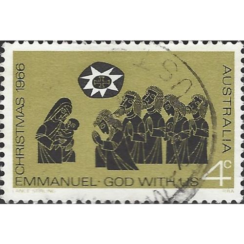 AUSTRALIA, CHRISTMAS, Emmanuel, God with Us, gold & blue 1966, 4c, #7