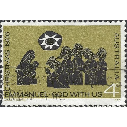 AUSTRALIA, CHRISTMAS, Emmanuel, God with Us, gold & blue 1966, 4c, #8