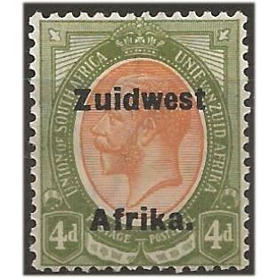 South West Africa 1923 SG5 4d Orange-Yellow & Sage-Green Mounted Mint . .. .