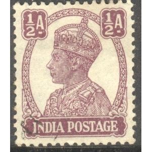 India 1940 - SG 266 - KGV1 ½a purple - used 6