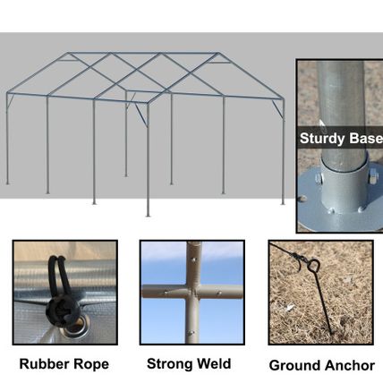 Carport Canopy 10x20 FT – Heavy Duty Metal Garage with Removable Sidewalls, Roll