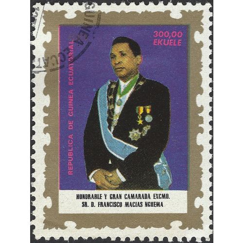EQUATORIAL GUINEA, President N G Macias, royal blue 1975, 300Ek