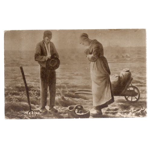 Farm Worker and Girl unused vintage postcard c.1900 by R. & T. W..London