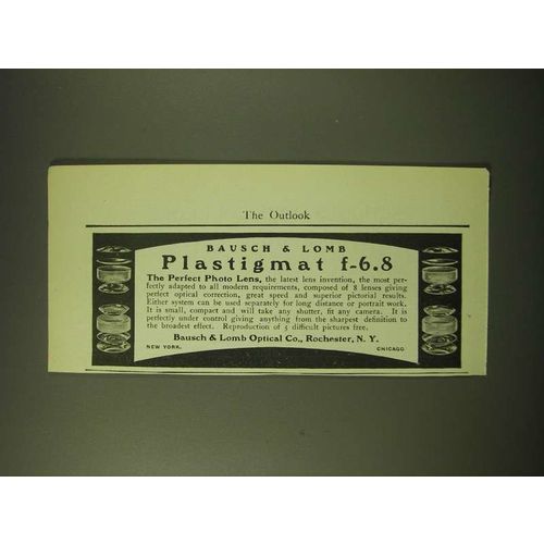 1902 Bausch & Lomb Optical Co. Ad - Bausch & Lomb Plastigmat f-6.8