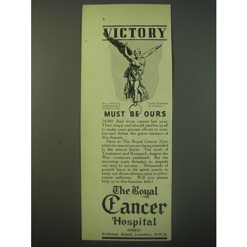 1940 The Royal Cancer Hospital Ad - Victory must be ours