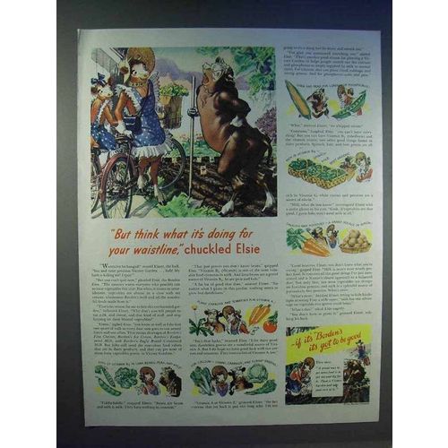 1943 Borden's Milk Ad - For Your Waistline, Elsie