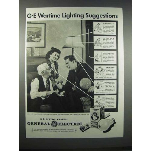 1943 General Electric Mazda Lamps Ad - Wartime Lighting
