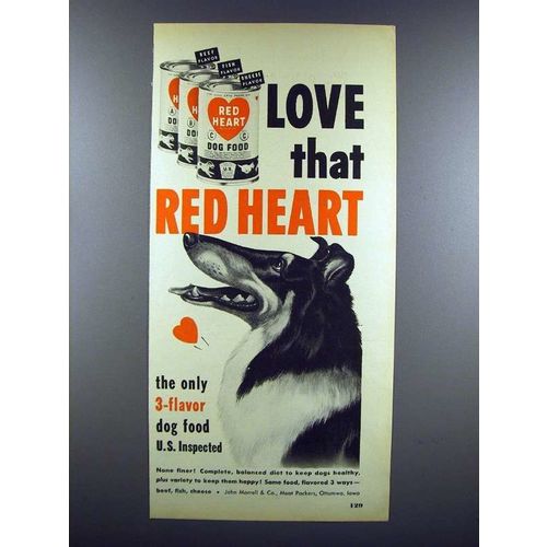 1951 Red Heart Dog Food Ad - Collie!