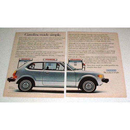1978 Honda Civic CVCC Hatchback Car Ad - Simple!