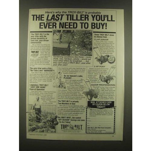 1985 Troy-Bilt Junior, Pony and professional Tillers Ad