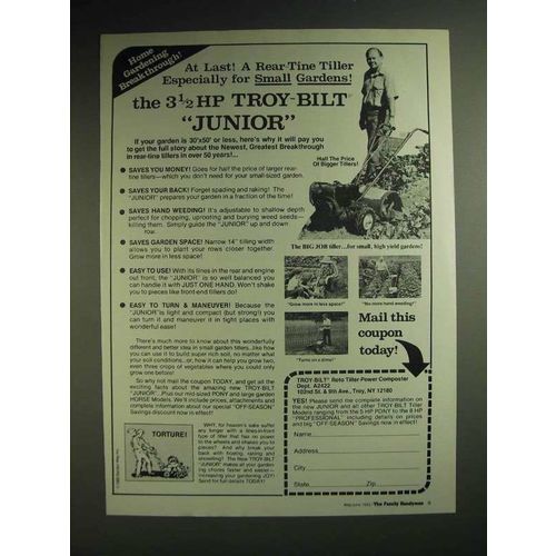 1985 Troy-Bilt Roto Tiller Ad - At last! A rear-tine tiller especially for