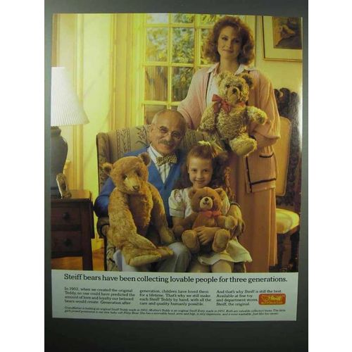 1987 Steiff Stuffed Animal Teddy Bear Ad - Lovable