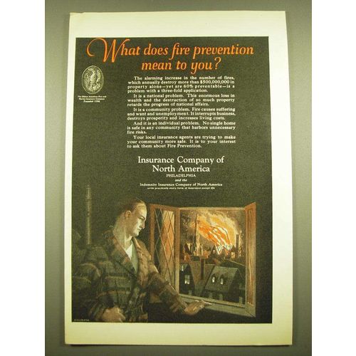 1924 Insurance Company of North America Ad - What does fire prevention mean
