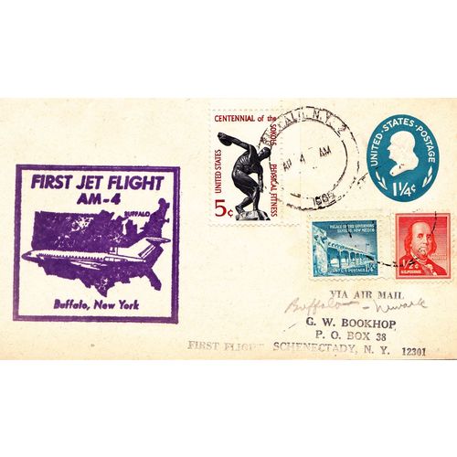 USA FIRST JET FLIGHT AM-4 Buffalo NY - Newark NJ flight cover dated Apr 4 1965