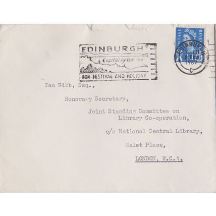 GB 1967 cover Edinburgh to London with 4d regional & Edinburgh for Festival