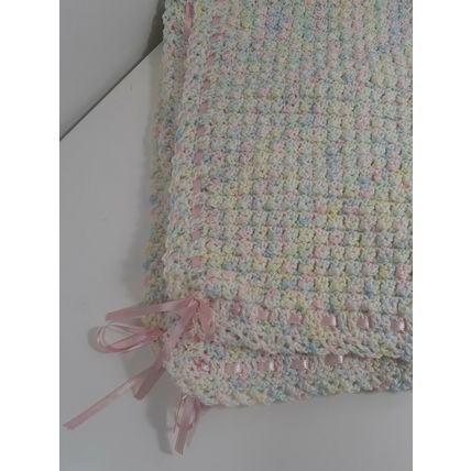 36 x 36 inch hand crafted multi color baby blanket