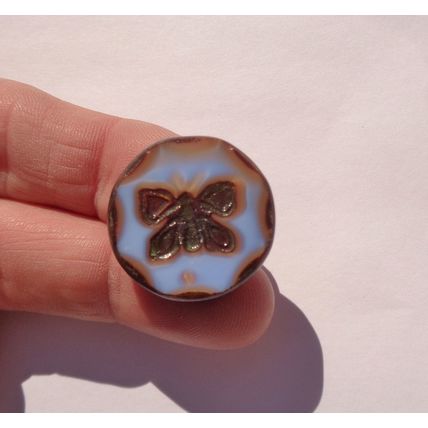 A Extra Large Butterfly Glass Bead Pendant 26mm Diameter Double Sided bd 037