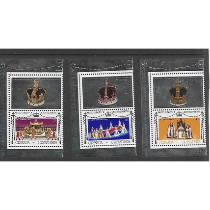 GRENADA GRENADINES 1977 SILVER JUBILEE SET 3 VALS SG 215 / 217 M MINT